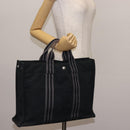 HERMES Fourre Tout MM Hand Bag Canvas Black Silver Auth 147142-22