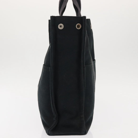 HERMES Fourre Tout MM Hand Bag Canvas Black Silver Auth 147142
