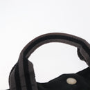 HERMES Fourre Tout MM Hand Bag Canvas Black Silver Auth 147142-8
