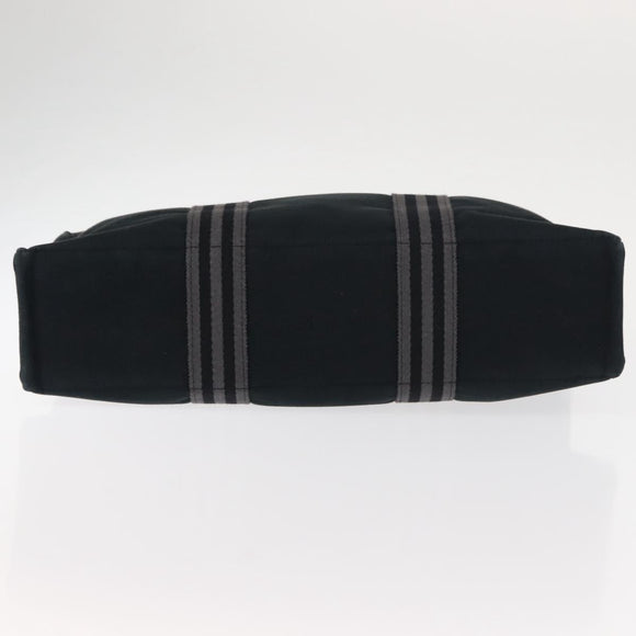 HERMES Fourre Tout MM Hand Bag Canvas Black Silver Auth 147142