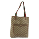 GUCCI GG Supreme Web Sherry Line Tote Bag PVC Beige Gold 002 58 6487 Auth 147143-1