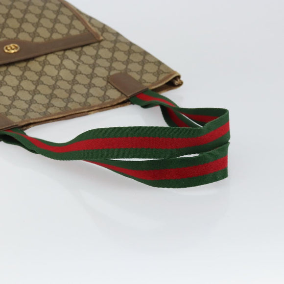 GUCCI GG Supreme Web Sherry Line Tote Bag PVC Beige Gold 002 58 6487 Auth 147143