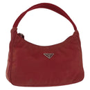 PRADA Hand Bag Nylon Red Silver Auth 147144-1