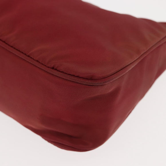 PRADA Hand Bag Nylon Red Silver Auth 147144