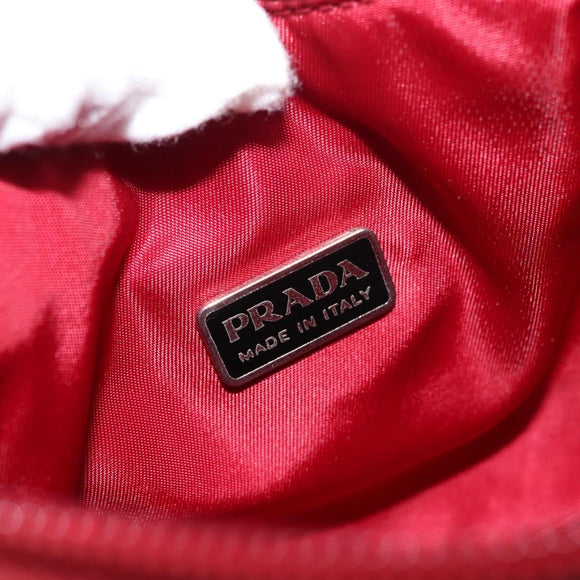 PRADA Hand Bag Nylon Red Silver Auth 147144