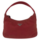 PRADA Hand Bag Nylon Red Silver Auth 147144-13