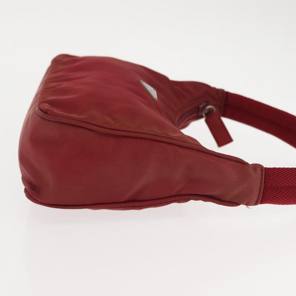 PRADA Hand Bag Nylon Red Silver Auth 147144
