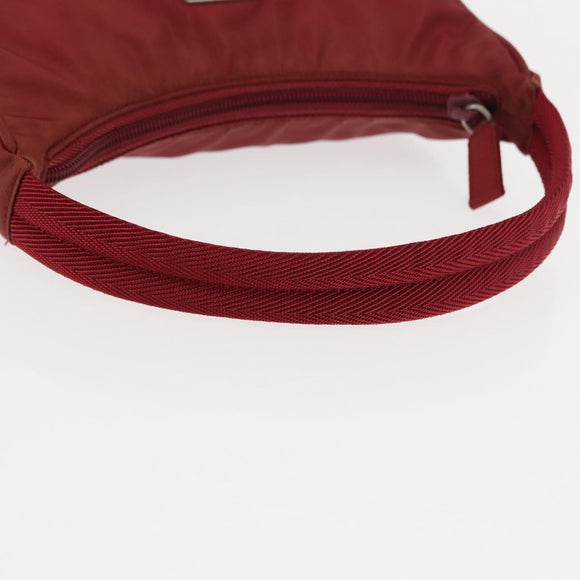 PRADA Hand Bag Nylon Red Silver Auth 147144
