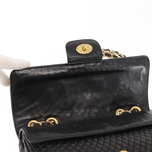BALLY Chain Shoulder Bag Leather Black Auth 147146