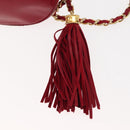 CHANEL COCO Mark Chain Shoulder Bag Lamb Skin Red CC Auth 147148-9