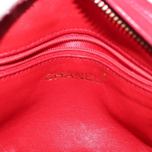CHANEL COCO Mark Chain Shoulder Bag Lamb Skin Red CC Auth 147148