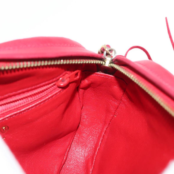 CHANEL COCO Mark Chain Shoulder Bag Lamb Skin Red CC Auth 147148