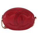 CHANEL COCO Mark Chain Shoulder Bag Lamb Skin Red CC Auth 147148-13