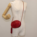 CHANEL COCO Mark Chain Shoulder Bag Lamb Skin Red CC Auth 147148-22