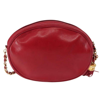 CHANEL COCO Mark Chain Shoulder Bag Lamb Skin Red CC Auth 147148 - 0