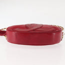 CHANEL COCO Mark Chain Shoulder Bag Lamb Skin Red CC Auth 147148-5