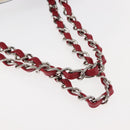 CHANEL Choco Bar Chain Tote Bag No5 Canvas Navy Silver CC Auth 147149-7