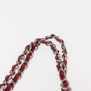 CHANEL Choco Bar Chain Tote Bag No5 Canvas Navy Silver CC Auth 147149-8