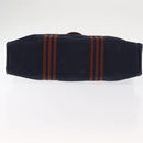 HERMES Fourre ToutMM Hand Bag Canvas Navy Brown Auth 147150-6
