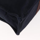 HERMES Fourre ToutMM Hand Bag Canvas Navy Brown Auth 147150-16