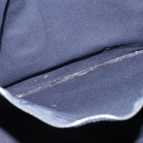 HERMES Fourre ToutMM Hand Bag Canvas Navy Brown Auth 147150