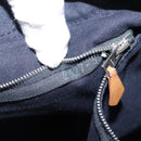 HERMES Fourre ToutMM Hand Bag Canvas Navy Brown Auth 147150-12