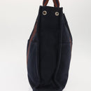 HERMES Fourre ToutMM Hand Bag Canvas Navy Brown Auth 147150-4