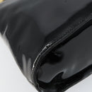 Salvatore Ferragamo Gancini Hand Bag Enamel 2way Black Gold Auth 147151-15