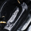 Salvatore Ferragamo Gancini Hand Bag Enamel 2way Black Gold Auth 147151-11