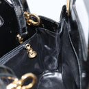 Salvatore Ferragamo Gancini Hand Bag Enamel 2way Black Gold Auth 147151-19