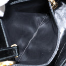 Salvatore Ferragamo Gancini Hand Bag Enamel 2way Black Gold Auth 147151-21