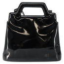 Salvatore Ferragamo Gancini Hand Bag Enamel 2way Black Gold Auth 147151-2