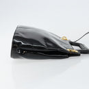Salvatore Ferragamo Gancini Hand Bag Enamel 2way Black Gold Auth 147151-3