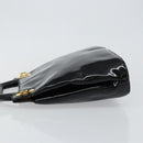 Salvatore Ferragamo Gancini Hand Bag Enamel 2way Black Gold Auth 147151-4