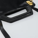 Salvatore Ferragamo Gancini Hand Bag Enamel 2way Black Gold Auth 147151-7
