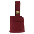 Salvatore Ferragamo Vala Hand Bag Nylon Red Gold Auth 147152-1