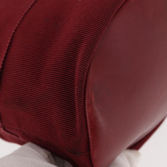 Salvatore Ferragamo Vala Hand Bag Nylon Red Gold Auth 147152