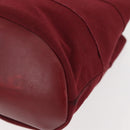 Salvatore Ferragamo Vala Hand Bag Nylon Red Gold Auth 147152-16