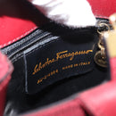 Salvatore Ferragamo Vala Hand Bag Nylon Red Gold Auth 147152-12
