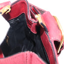 Salvatore Ferragamo Vala Hand Bag Nylon Red Gold Auth 147152-17