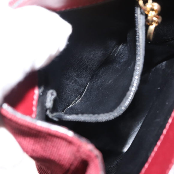 Salvatore Ferragamo Vala Hand Bag Nylon Red Gold Auth 147152