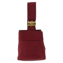 Salvatore Ferragamo Vala Hand Bag Nylon Red Gold Auth 147152-2