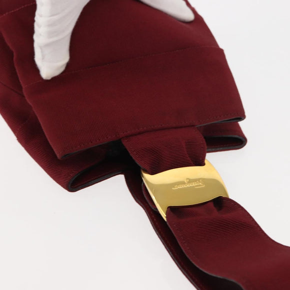 Salvatore Ferragamo Vala Hand Bag Nylon Red Gold Auth 147152