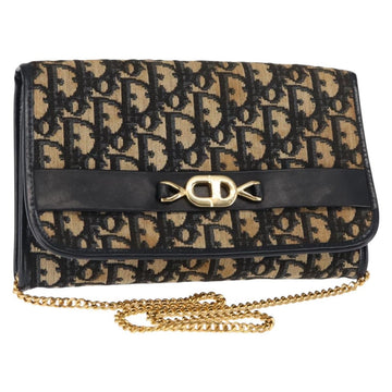 Christian Dior Trotter Canvas Chain Shoulder Bag Navy Auth 147156