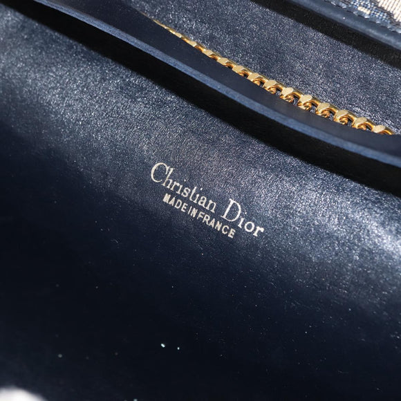 Christian Dior Trotter Canvas Chain Shoulder Bag Navy Auth 147156