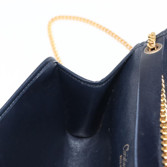 Christian Dior Trotter Canvas Chain Shoulder Bag Navy Auth 147156