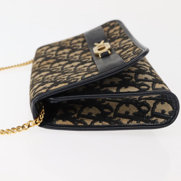 Christian Dior Trotter Canvas Chain Shoulder Bag Navy Auth 147156