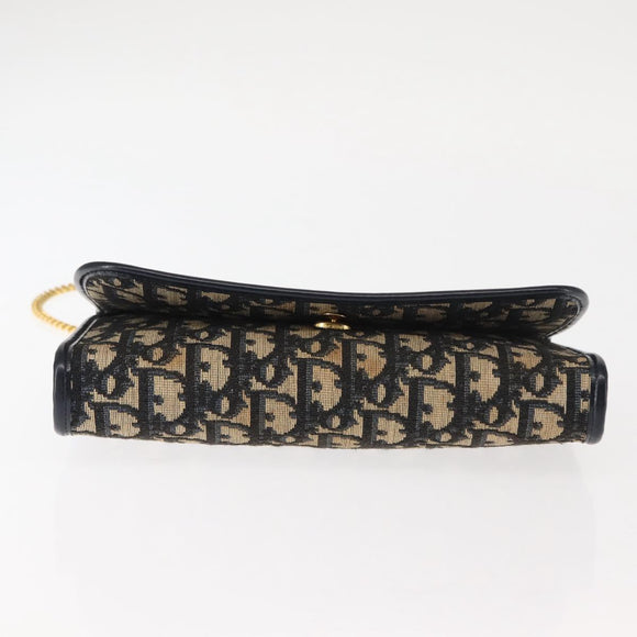 Christian Dior Trotter Canvas Chain Shoulder Bag Navy Auth 147156