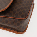 CELINE Macadam Canvas Circle Shoulder Bag PVC Leather Brown Gold Auth 147158-14