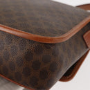 CELINE Macadam Canvas Circle Shoulder Bag PVC Leather Brown Gold Auth 147158-9